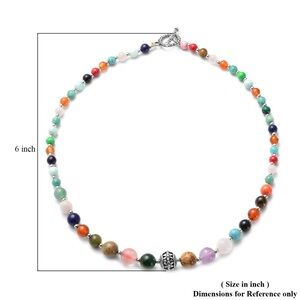 Colorful Beaded Necklace Multi Natural Gemstone 6-12mm